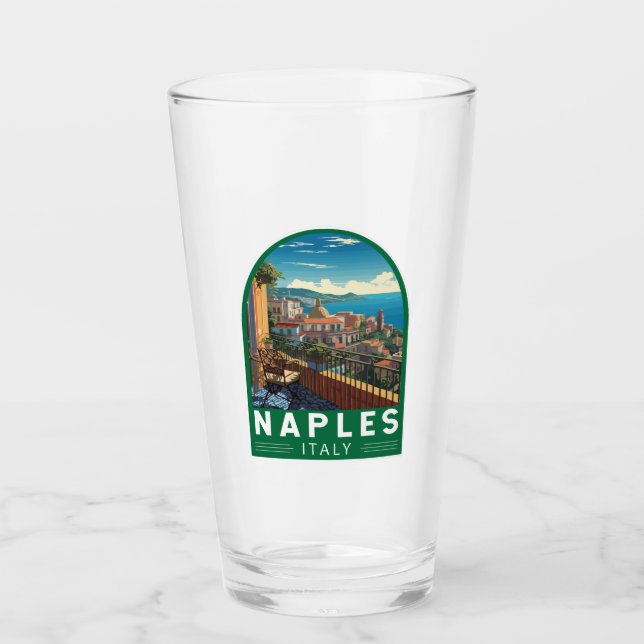 Naples Italy Travel Art Vintage Glass (Front)