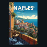 Naples Italy Travel Art Vintage Poster<br><div class="desc">Naples retro vector travel design. Naples is the regional capital of Campania and the third-largest city of Italy,  after Rome and Milan.</div>