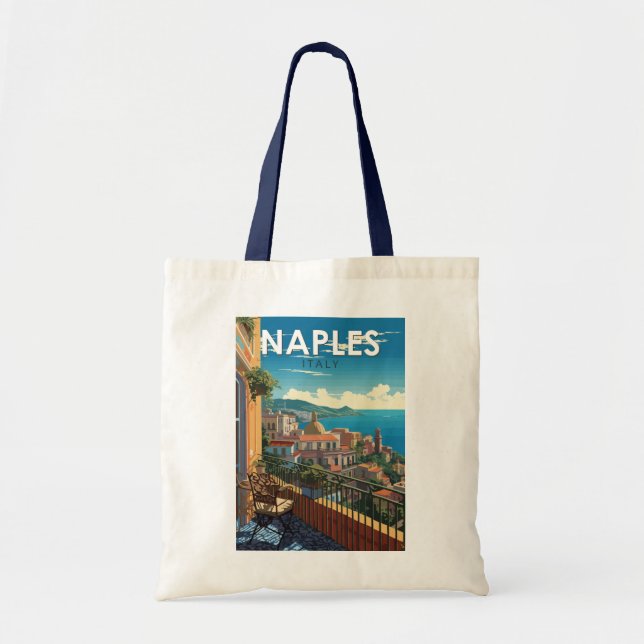 Naples Italy Travel Art Vintage Tote Bag (Front)