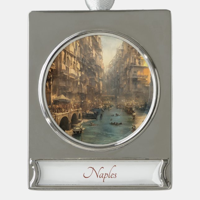 Naples, Italy Travel Art Watercolor Ornament (Front)