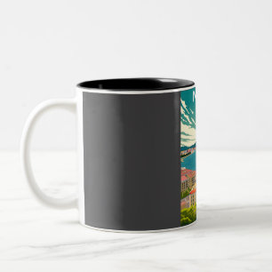 Naples Italy Vintage Colourful Minimal Retro Trave Two-Tone Coffee Mug