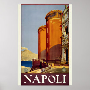 Naples Italy Vintage Style 1920s Italian Travel Poster