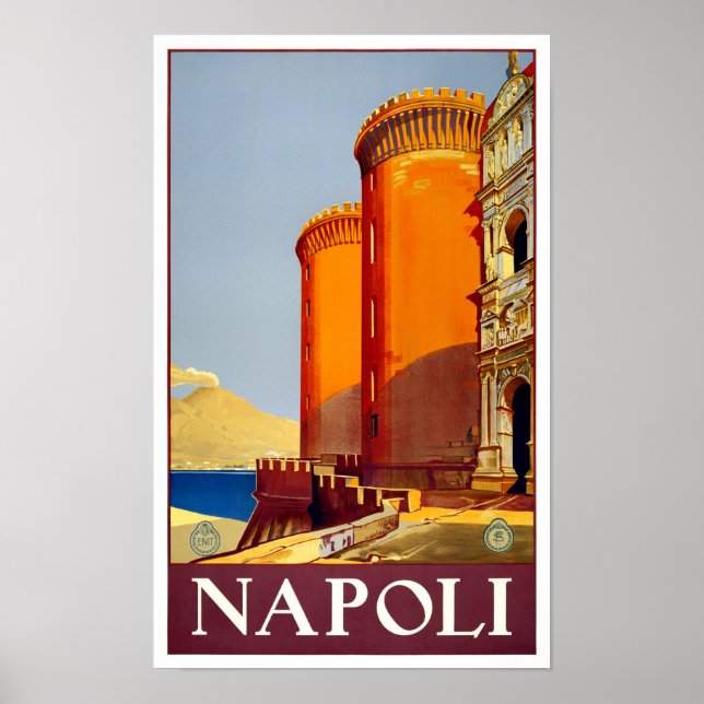 Naples Italy vintage travel Poster (Front)