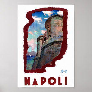 Naples Italy Vintage Travel Poster Restored