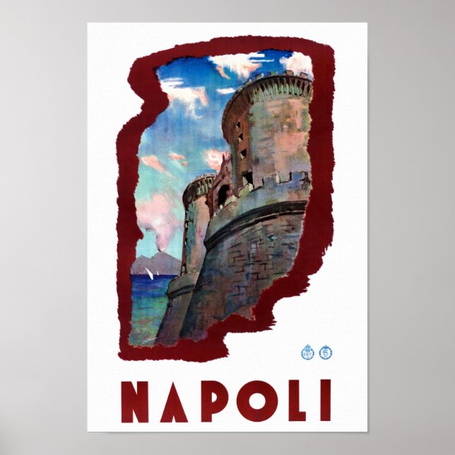 Naples Italy Vintage Travel Poster Restored (Front)