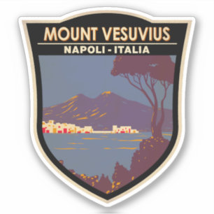 Naples Mount Vesuvius Travel Art Vintage
