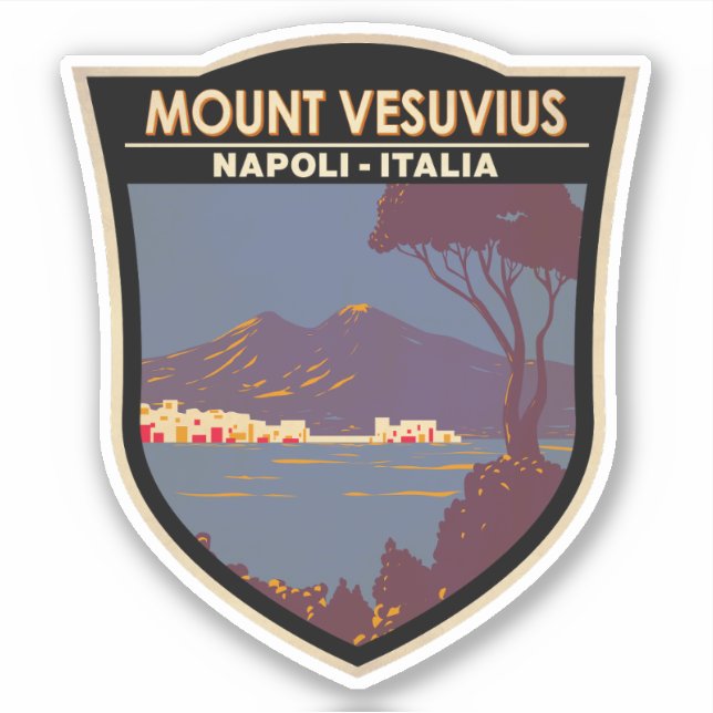 Naples Mount Vesuvius Travel Art Vintage (Front)