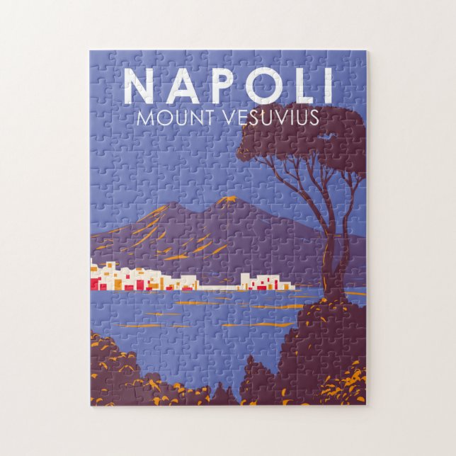 Naples Mount Vesuvius  Travel Art Vintage Jigsaw Puzzle (Vertical)
