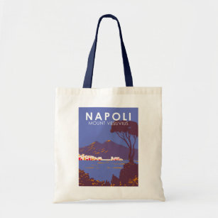 Naples Mount Vesuvius  Travel Art Vintage Tote Bag
