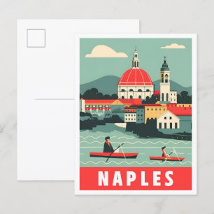 Naples Napoli Italy Vintage Travel Illustration Postcard