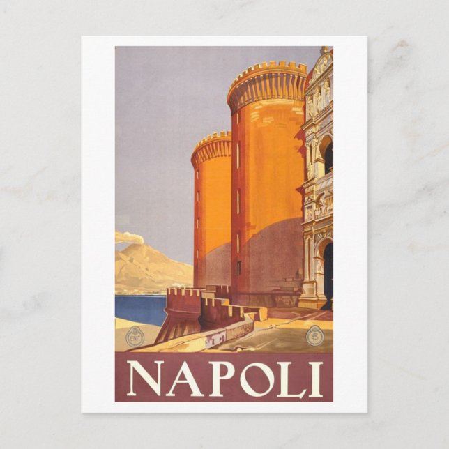 Naples (Napoli) Vintage Travel Poster Postcard (Front)