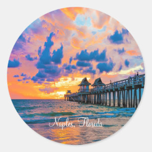 Naples Pier, Florida Classic Round Sticker