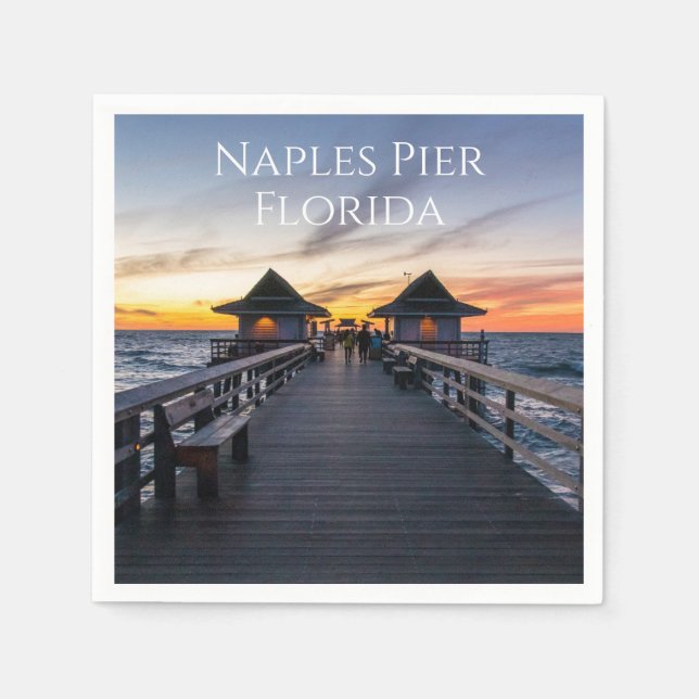 Naples Pier Florida Ocean Beach Napkin (Front)