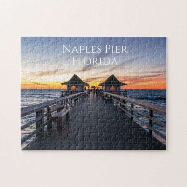 Naples Pier Florida Ocean Sunset Jigsaw Puzzle (Horizontal)