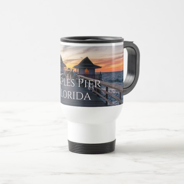 Naples Pier Florida Ocean Sunset Travel Mug (Front Right)