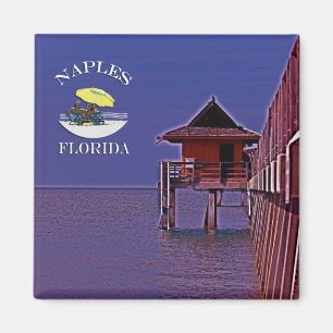 Naples Pier In Blues Magnet