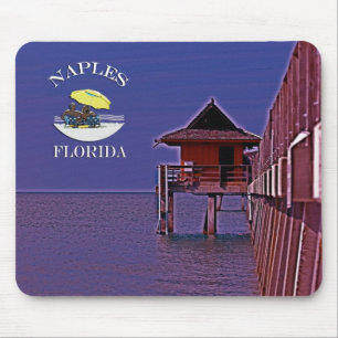 Naples Pier In Blues Mouse Mat