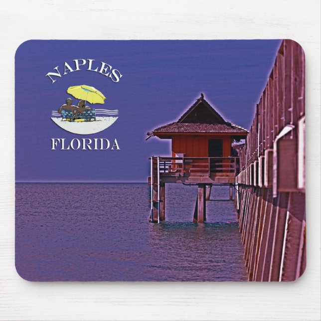 Naples Pier In Blues Mouse Mat (Front)