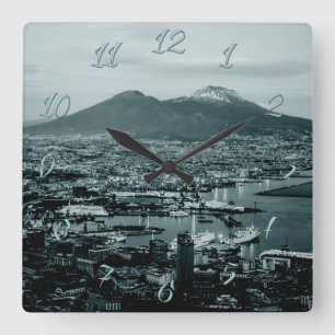 Naples Vesuvius Square Wall Clock