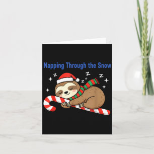 Napng Through The Snow Christmas Sloth Candy Cane  Card