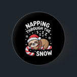 Napng Through The Snow Funny Sloth Candy Cane Xmas 6 Cm Round Badge<br><div class="desc">Napng Through The Snow Funny Sloth Candy Cane Xmas</div>