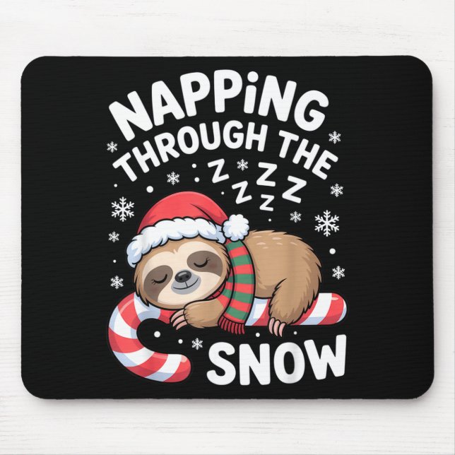 Napng Through The Snow Funny Sloth Candy Cane Xmas Mouse Mat (Front)