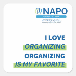 NAPO Austin I Love Organising sticker