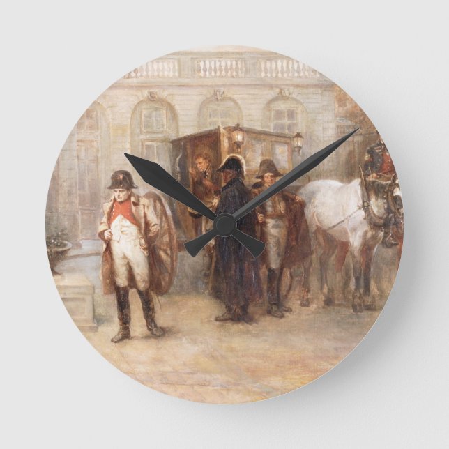 Napoleon after Waterloo (oil on canvas) Round Clock (Front)