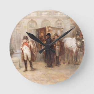 Napoleon after Waterloo (oil on canvas) Round Clock
