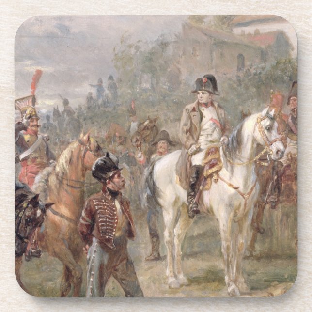 Napoleon and his Troops (oil on panel) (pair of 12 Coaster (Front)