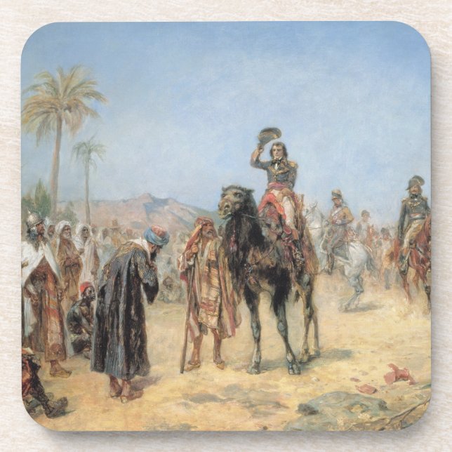 Napoleon Arriving at an Egyptian Oasis (oil on can Coaster (Front)
