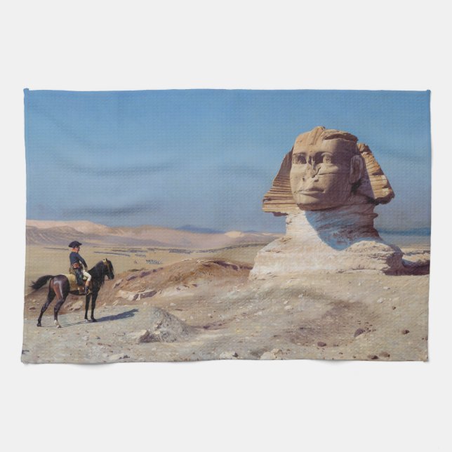 Napoleon Bonaparte Before the Sphinx (by Gérôme) Tea Towel (Horizontal)