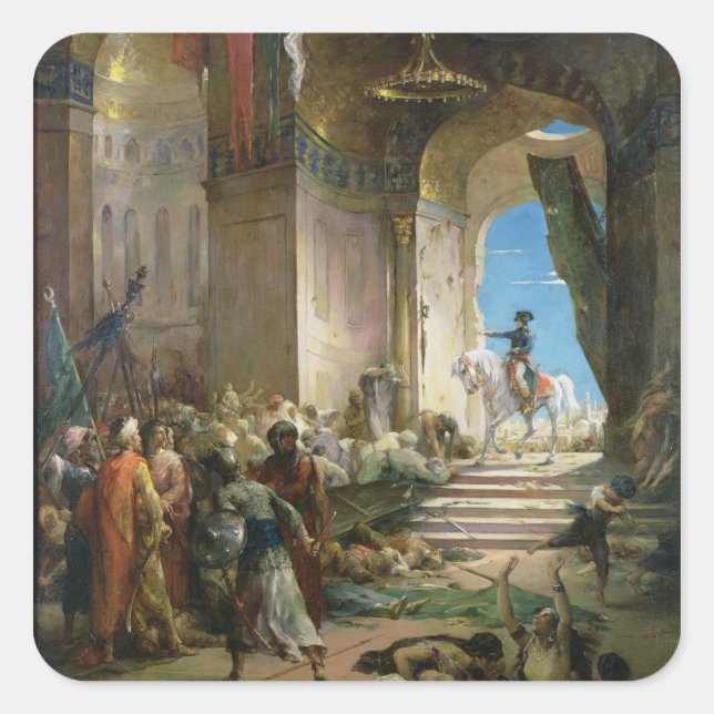Napoleon Bonaparte  in the Grand Mosque at Cairo Square Sticker (Front)