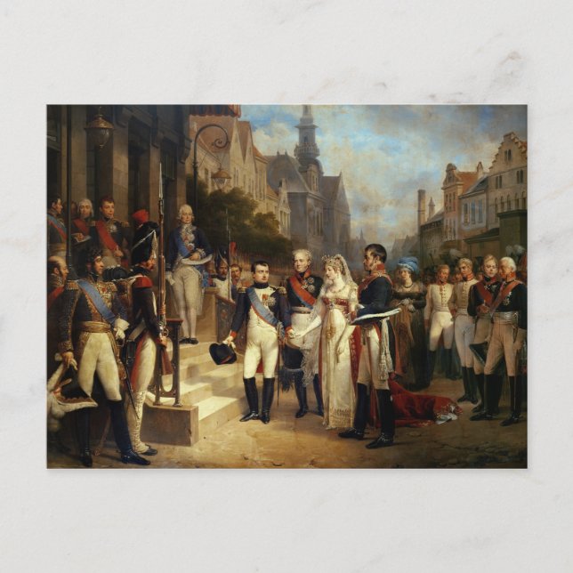 Napoleon Bonaparte Receiving Queen Louisa Postcard (Front)