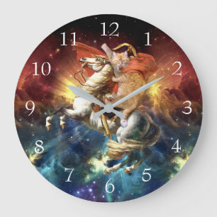 Napoleon Cat in Space Large Clock