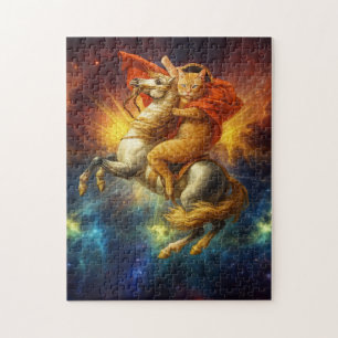Napoleon Cat Riding Horse Through Galaxy           Jigsaw Puzzle