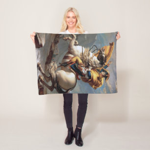 Napoleon Crossing the Alps, Jacques-Louis David Fleece Blanket