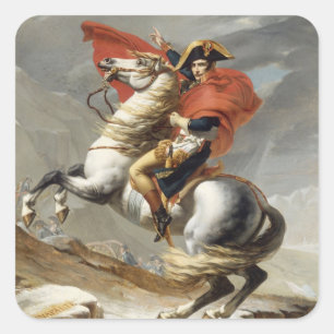 Napoleon Crossing the Alps - Jacques-Louis David Square Sticker