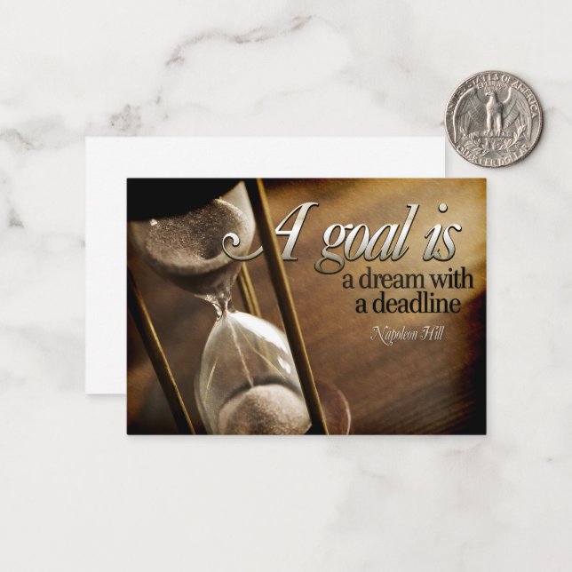 Napoleon Hill Inspirational Quote "A goal" Card (Front/Back In Situ)