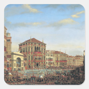 Napoleon I  Presiding over a Regatta in Venice Square Sticker