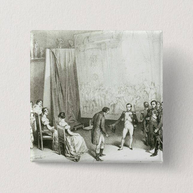 Napoleon I  Visiting the Studio of David 15 Cm Square Badge (Front)