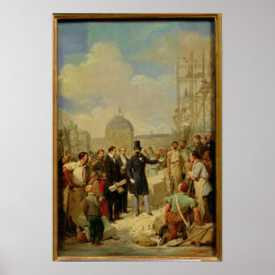 Napoleon III Visiting the Works at the Louvre Poster