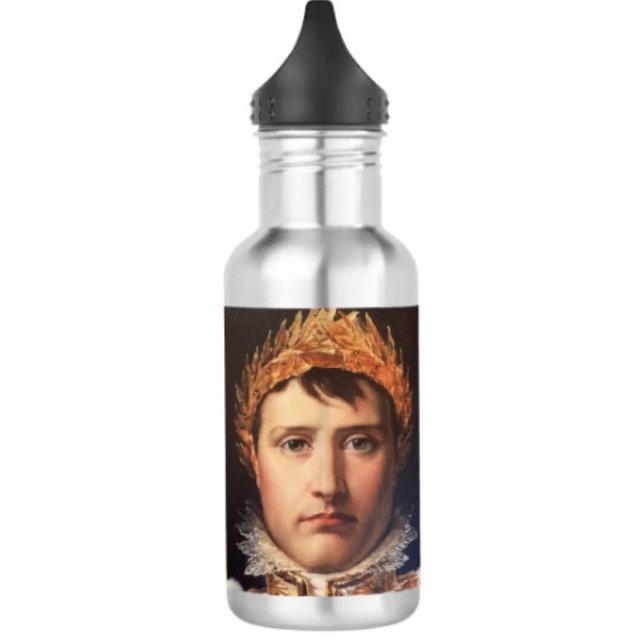 Napoleon Laurel-Wreath Crowned Hero  532 Ml Water Bottle (Napoleon’s Portrait Water Bottle – 18 oz 18/8 stainless steel Height: 8.67" Weight: 8.7 oz. )