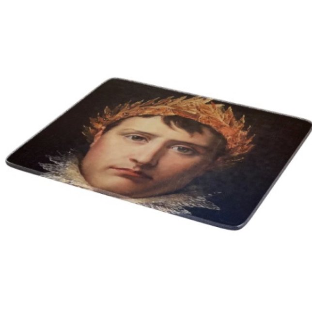 Napoleon Laurel-Wreath Crowned Hero  Cutting Board (Napoleon’s Portrait  Design glass cutting board hand-pressed tempered glass five different sizes.)