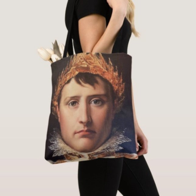 Napoleon Laurel-Wreath Crowned Hero Tote Bag (Napoleon’s Portrait Design Travel Tote Bag, laminated  for extra support. Made in USA. )