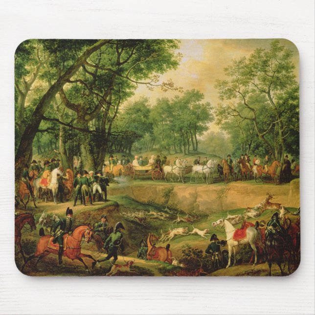 Napoleon on a hunt in the Compiegne Forest, 1811 Mouse Mat (Front)