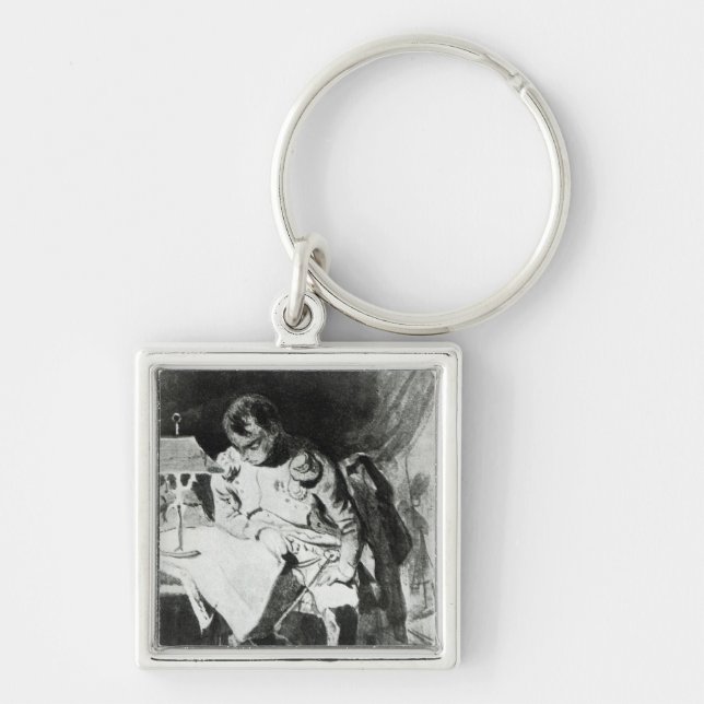 Napoleon studying his maps by lamplight, c.1800 key ring (Front)