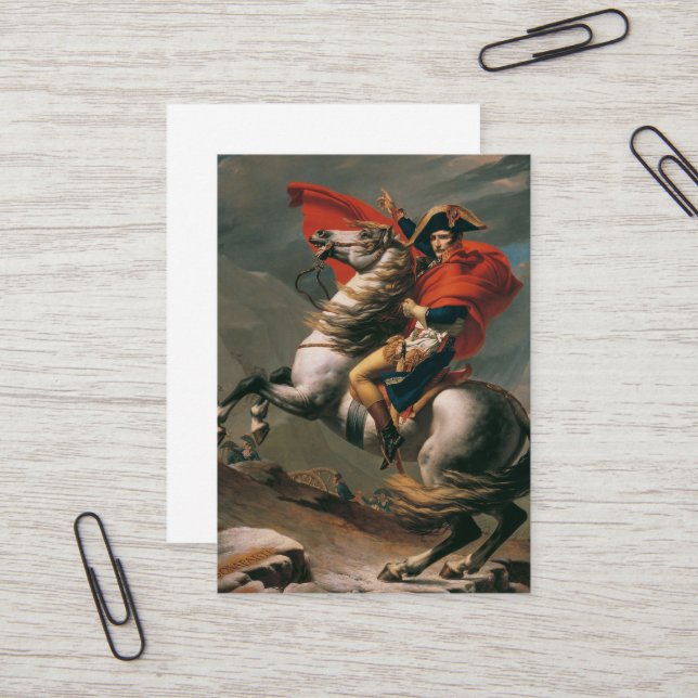 Napoleon with Horse, Battle of St. Bernard Pass Business Card (Front/Back In Situ)