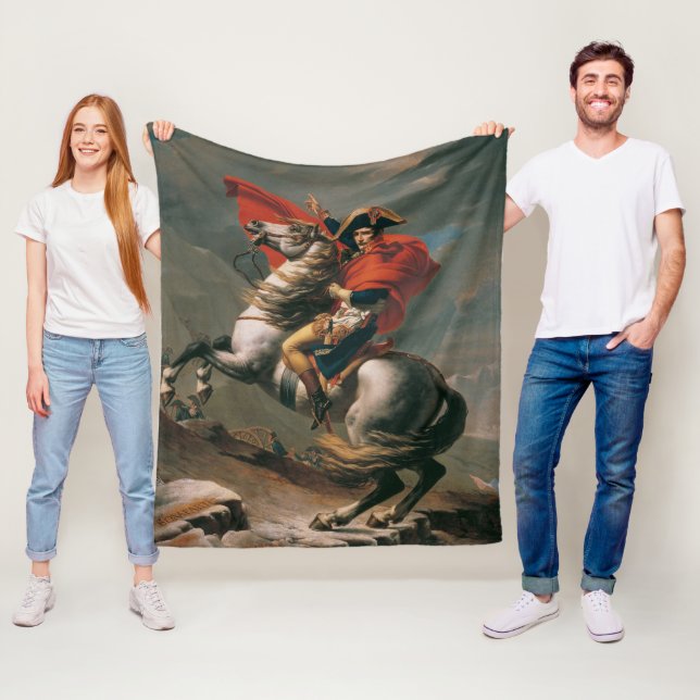 Napoleon with Horse, Battle of St. Bernard Pass Fleece Blanket (In Situ)