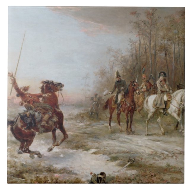 Napoleon's Peril at Brienne-le-Chateau, c.1891 (oi Tile (Front)